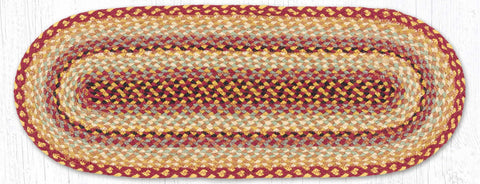 C-357 Burgundy/Gray/Cream Jute Table Runner 13"x36"