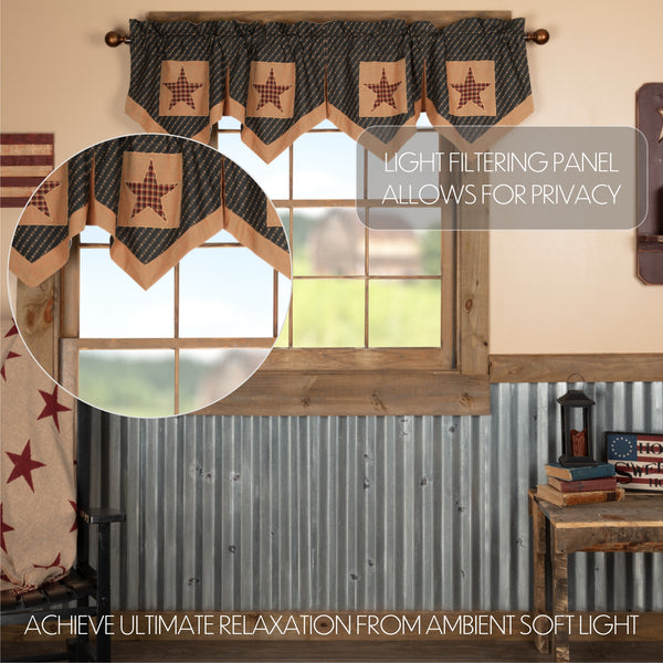 Patriotic Patch Star Block Valance Pleated 20x72