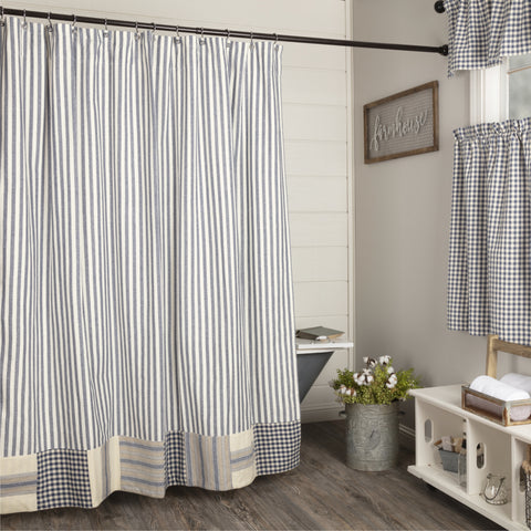 Doylestown Block Border Shower Curtain 72Lx72W