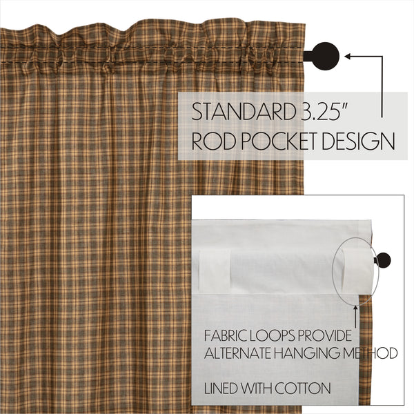 Cedar Ridge Scalloped Short Panel Set of 2 – 63x36 Lined Plaid Country Curtains