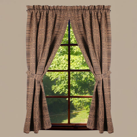 Birmingham Jacquard Panel 63" | Black & Nutmeg Country Curtain