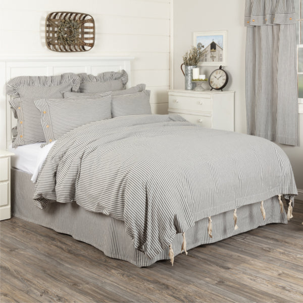 Farmhouse Ticking Gray Queen Duvet Cover 92Lx92W
