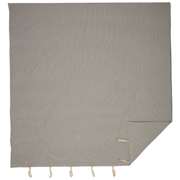 Farmhouse Ticking Gray Queen Duvet Cover 92Lx92W