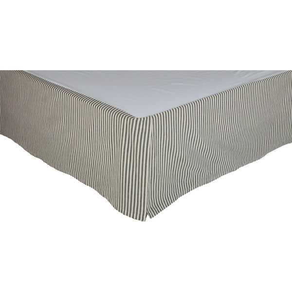 Farmhouse Ticking Gray Queen Bed Skirt 80Lx60Wx16