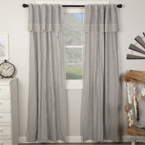 Farmhouse Ticking Gray Panel Set of 2 84Lx40W