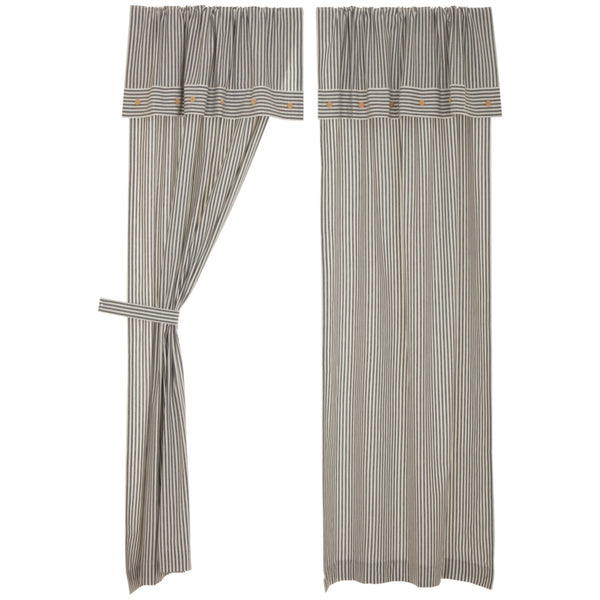 Farmhouse Ticking Gray Panel Set of 2 84Lx40W