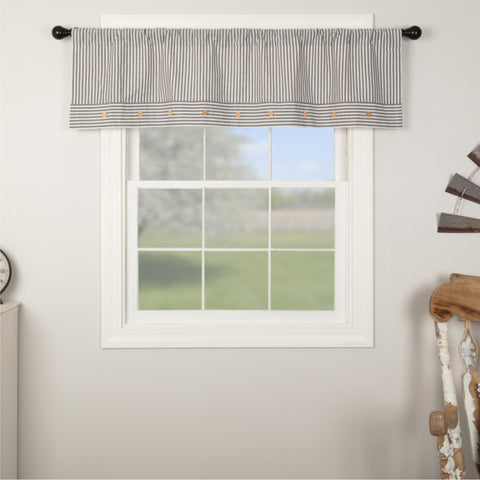 Farmhouse Ticking Gray Valance 16Lx60W