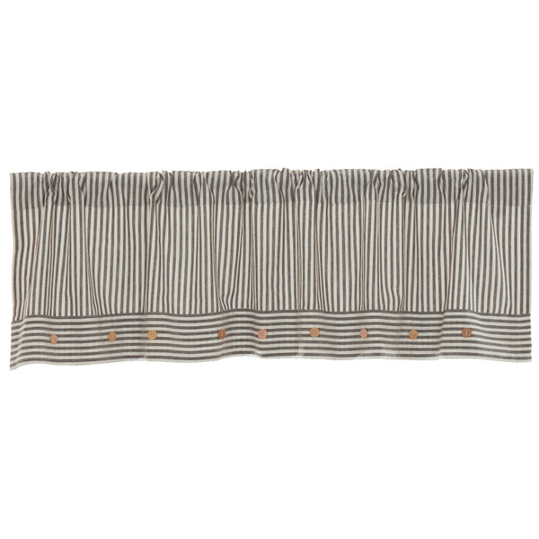 Farmhouse Ticking Gray Valance 16Lx60W
