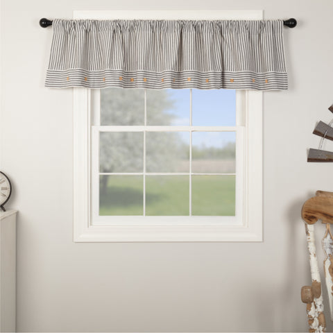 Farmhouse Ticking Gray Valance 16Lx72W