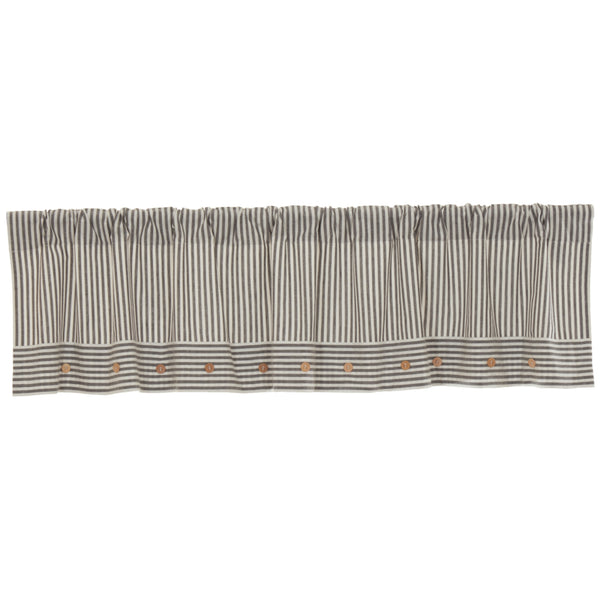 Farmhouse Ticking Gray Valance 16Lx72W