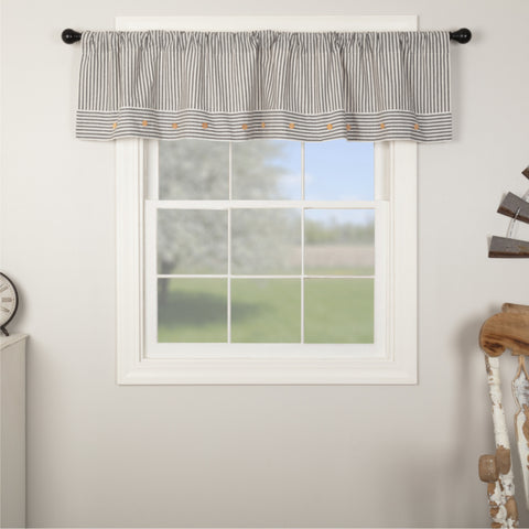 Farmhouse Ticking Gray  Valance 16Lx90W