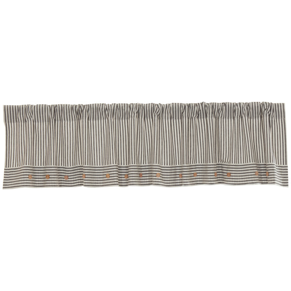 Farmhouse Ticking Gray  Valance 16Lx90W