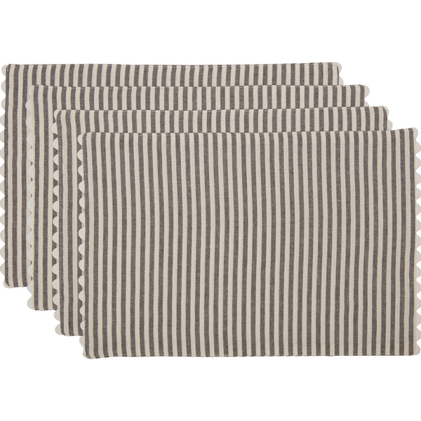 Farmhouse Ticking Gray Placemat Set of 4 18Lx12W