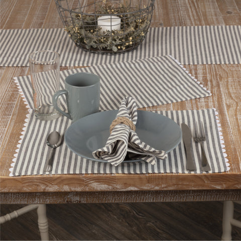 Farmhouse Ticking Gray Placemat Set of 4 18Lx12W