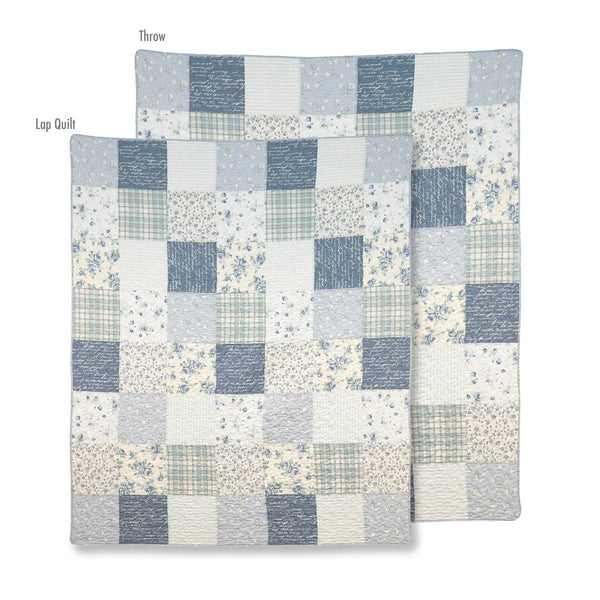 Blue Pastures Patchwork Lap Quilt – 36" x 48"