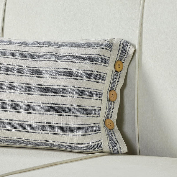 Market Place Blue Fabric Pillow Cover 21Lx12W