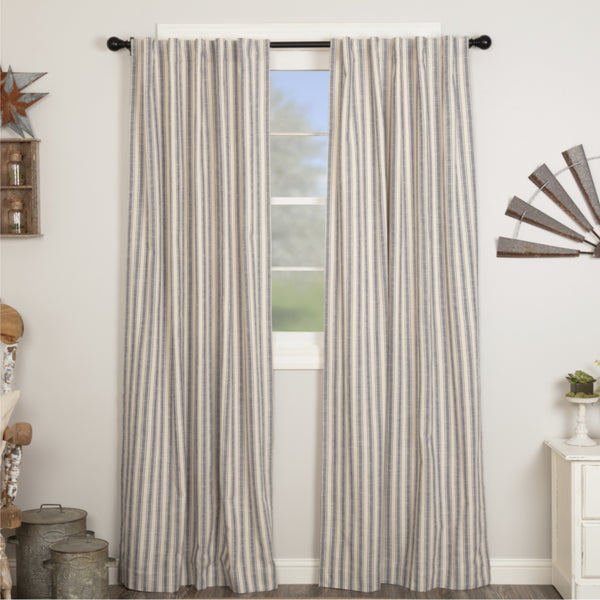 Market Place Blue Ticking Stripe Panel Set of 2 84Lx40W