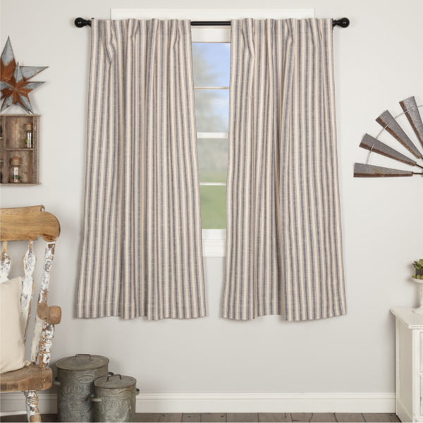Market Place Blue Ticking Stripe Short Panel Set of 2 63Lx36W
