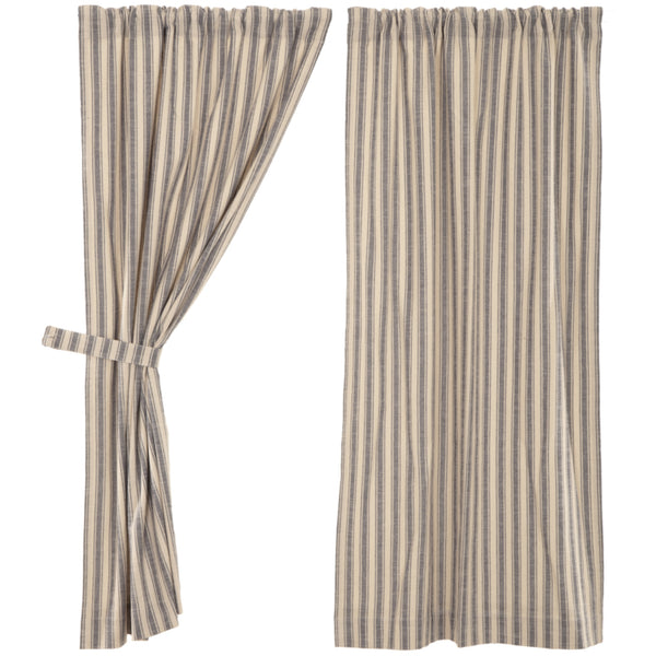 Market Place Blue Ticking Stripe Short Panel Set of 2 63Lx36W
