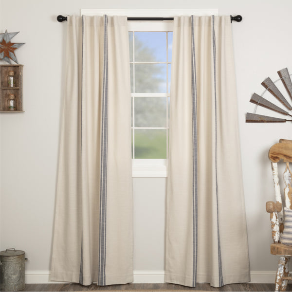 Market Place Blue Grain Sack Stripe Panel Set of 2 84Lx40W