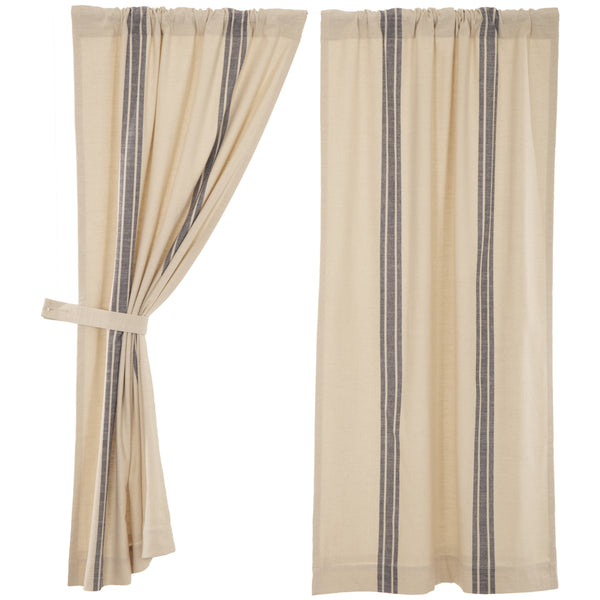 Market Place Blue Grain Sack Stripe Short Panel Set of 2 63Lx36W