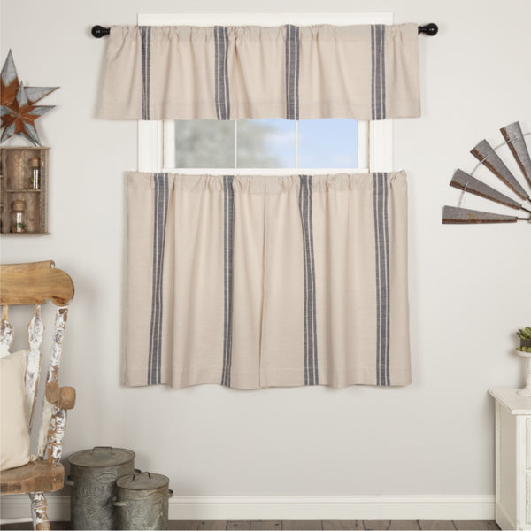 Market Place Blue Grain Sack Stripe Tier Set of 2 36Lx36W