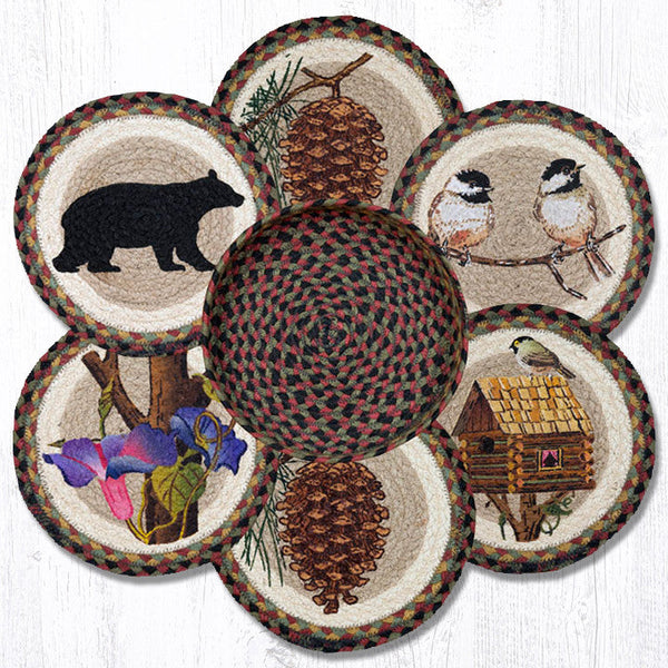 TNB-81 Cabin Bear Trivets in a Basket 10"x10"