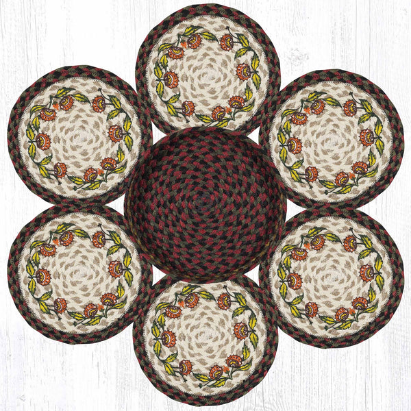 TNB-81 Holiday Floral Trivets in a Basket 10"x10"