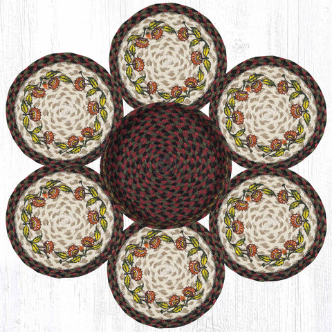 TNB-81 Holiday Floral Trivets in a Basket 10"x10"