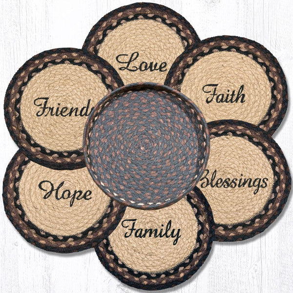 TNB-313 Blessings Trivets in a Basket 10"x10"