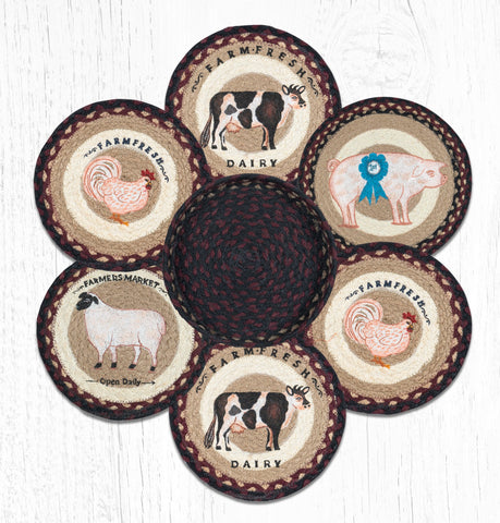 TNB-344 Farmhouse Trivets in a Basket 10"x10"