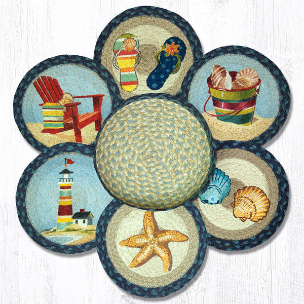 TNB-362 By The Sea Trivets in a Basket 10"x10"
