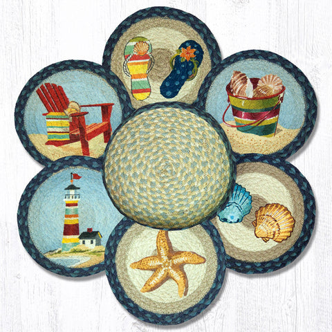 TNB-362 By The Sea Trivets in a Basket 10"x10"