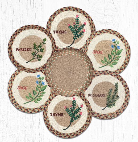 TNB-413 Herb Set Trivets in a Basket 10"x10"