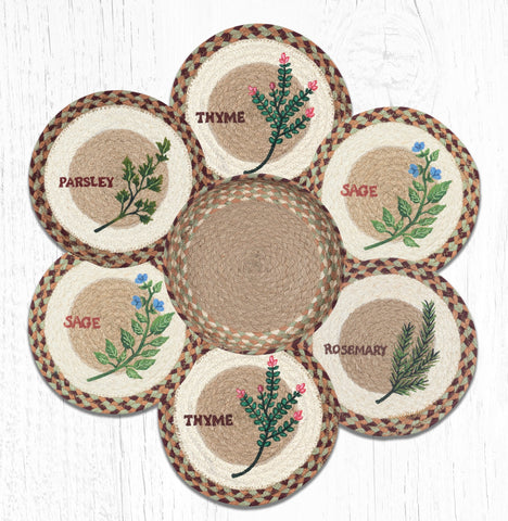 TNB-413 Herb Set Trivets in a Basket 10"x10"