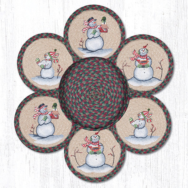 TNB-508 Snowman Trivets in a Basket 10"x10"