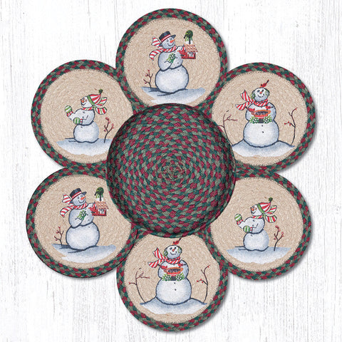 TNB-508 Snowman Trivets in a Basket 10"x10"