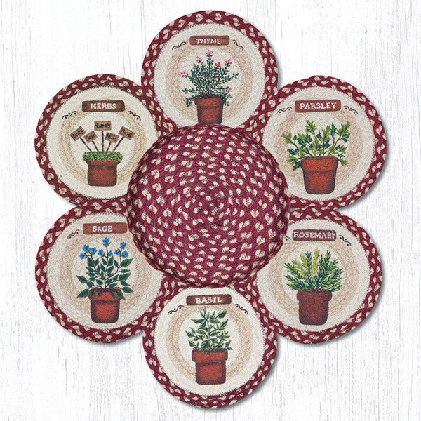 TNB-524 Herbs Trivets in a Basket 10"x10"