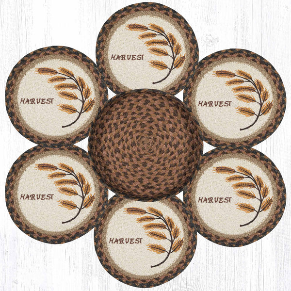 TNB-802 Golden Wheat Trivets in a Basket 10"x10"