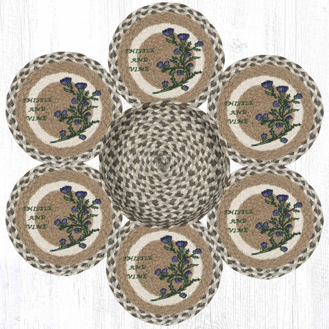 TNB-826 Thistle & Vine Trivets in a Basket 10"x10"