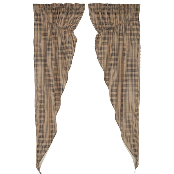 Sawyer Mill Charcoal Plaid Prairie Long Panel Curtain Set of 2 84x36x18