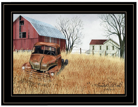"Granddad's Old Truck" By Billy Jacobs Black Framed Wall Art 19x15
