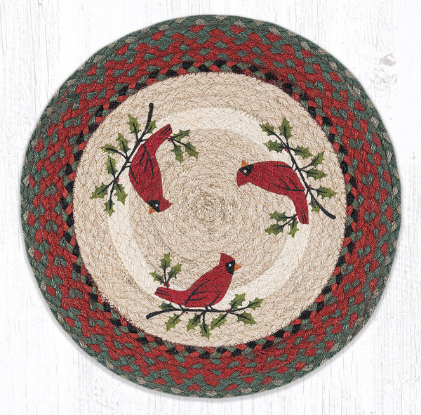 PM-RP-25 Holly Cardinal Printed Round Placemat 15"x15"