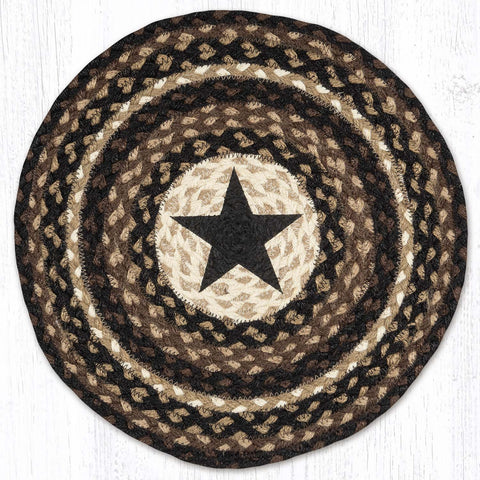 PM-RP-313 Black Star Printed Round Placemat 15"x15"