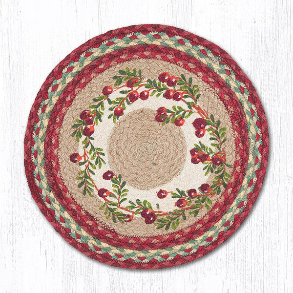 PM-RP-390 Cranberries Printed Round Placemat 15"x15"