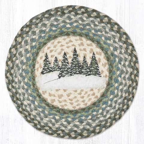 PM-RP-419 Holiday Village Trees Printed Round Placemat 15"x15"