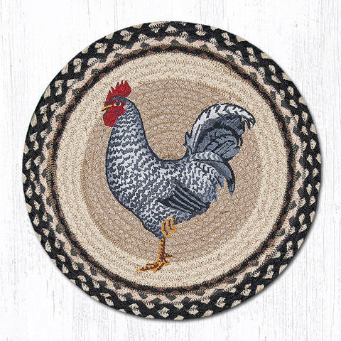 PM-RP-430 Black & White Rooster Printed Round Placemat 15"x15"