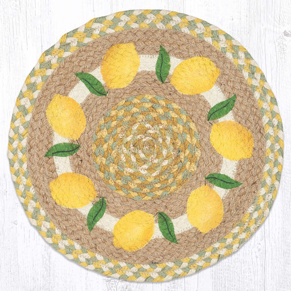 PM-RP-654 Lemon Printed Round Placemat 15"x15"