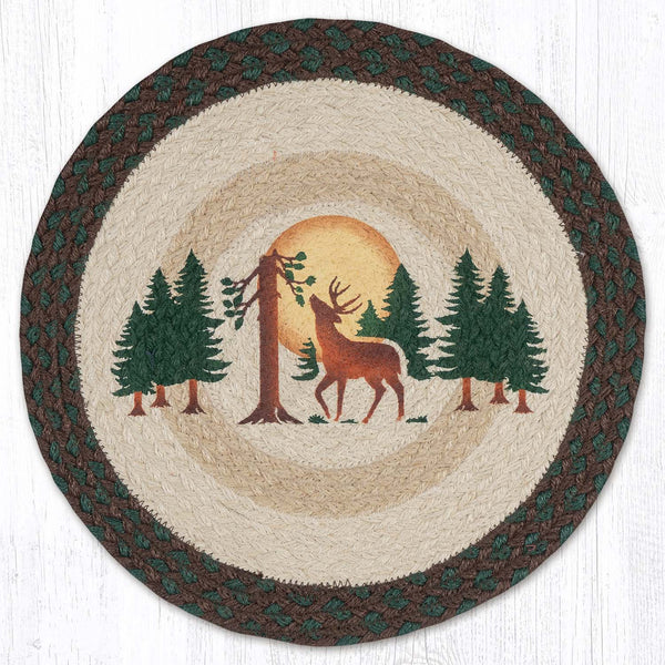 PM-RP-922 Full Moon & Deer Printed Round Placemat 15"x15"