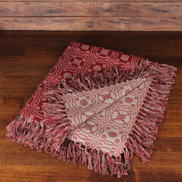 Lover’s Knot Barn Red Afghan 50x60 | Primitive Country Decor
